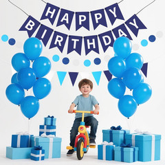 Blue Happy Birthday Banner, Decorations Hanging