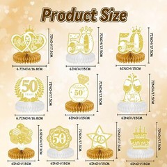 10 Pcs 50Th Anniversary Decorations, 50Th Wedding Anniversary Decorations 50Th A