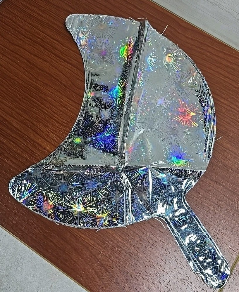 11in Holographic Moon Shaped Heat Seal Balloons Pack Of 5