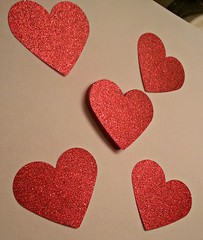 Red Glitter Valentine Hearts for table decorating at special occasions