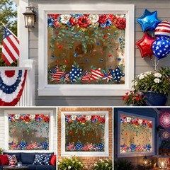 8 Sheets Patriotic Window Clings Large 4th of July Window Stickers Red Blue