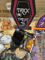 Bulk Halloween Decorations Set of 34 Pc , Decorating Kit, Wood Display, Spiders.