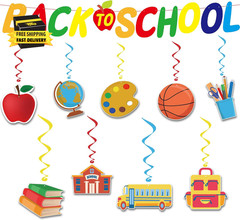 Back to School Decorations – Hanging Swirls Back to School Banner Sign Decoratio