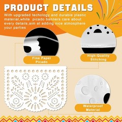 EggSun 6 Pack White Papel Picado Banner Mexican Party Wedding
