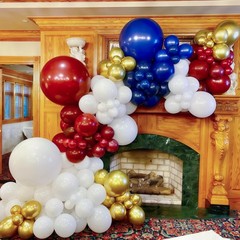 4th Of July Balloon Arch Kit, Win Ruby Dark Red Navy Blue White Metallic Gold…