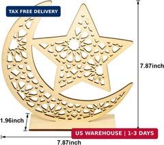 WILLBOND 2 Sets Ramadan Wooden Ornament, Ramadan Mubarak Decorations Eid Mubarak