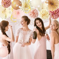 ChampagneGold Beige Birthday Decorations for Women Girls, Boho Peach Paper La…