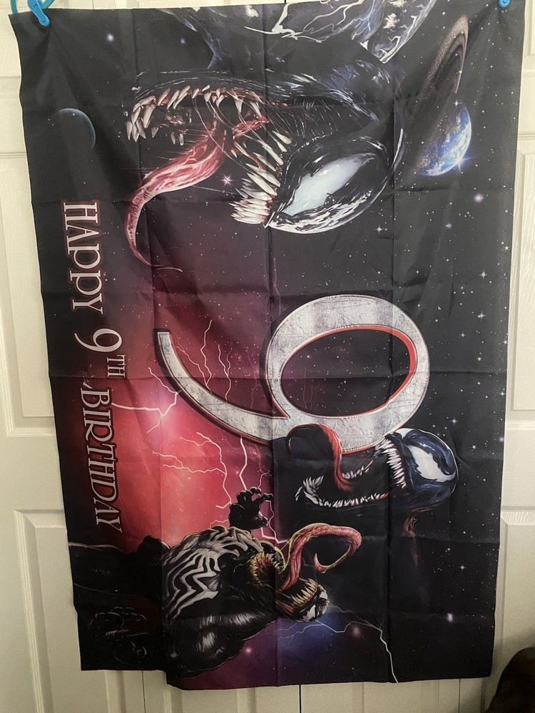 Happy 9th Birthday Fabric Banner Venom 3×5 Feet
