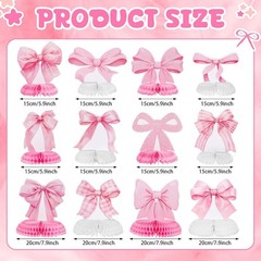Elegant Pink Bow Honeycomb Centerpieces – 12 Pcs for Birthday & Bridal Events