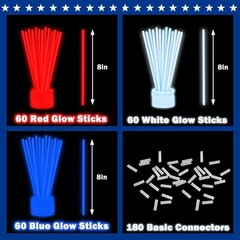 Patriotic 180 PC Light Up Accessories for Kids – Fourth of July Glow Party Pack