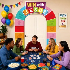 Game Night Party Decorations Win with Jesus Theme Door Banner Backdrop Board …