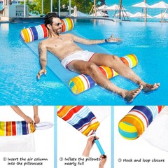 2 Pack Fabric Water Swimming Pool Floats Hammock, XL, Inflatable Multi-Purpos…