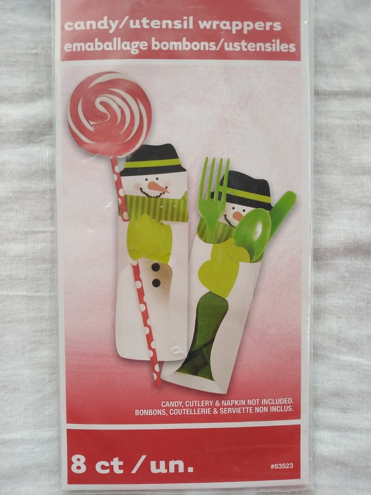 Snowman Candy/Utensil Wrappers – 8 pack – Party Supplies/Decorations/Christmas