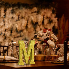 8 Inch Gold Glitter Letter M Table Centerpiece A-Z Gold Birthday Party Decoratio