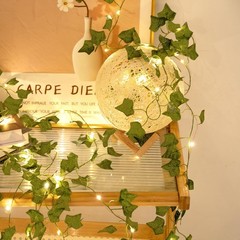 Fake Plants Vines,33ft 100 LED Artificial Ivy Garland with Fairy Lights,for Home