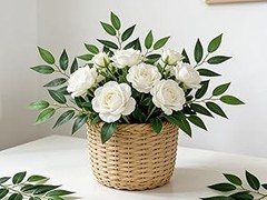 Artificial Italian Ruscus Vines, 3Pcs/75 Silk Vine Garland with Green Leaves,