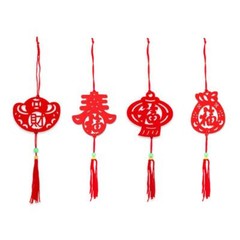 6pcs Chinese Lantern Ornaments New Year Flannel Pendant Spring Festival E4