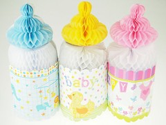 Jumbo Pacifier Nipple Bottle Baby Shower Honey Comb Paper Decoration First Year