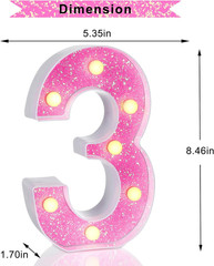Pink Light up Letters，Pink Party Decorations,Girls Room Decor,Glitter Marquee Nu