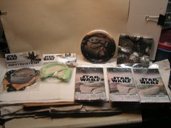 Star Wars Party Decorations Plates Baby Yoda Banner Tablecloth Etc. lot set.