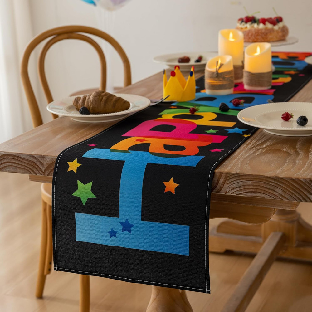 Happy Birthday Table Runner Birthday Party Decorations Kitchen Dining Table Deco