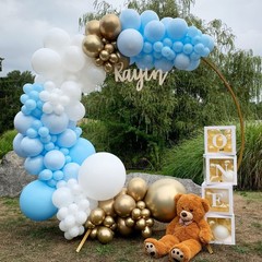Voircoloria 130pcs Light Blue Balloons Different Sizes 18″ 12″ 10″ 5″ Baby Bl…