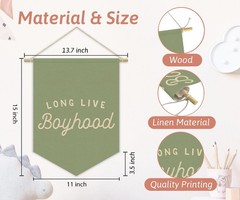 Long Live BoyHood Banner Sage Green Decor Boy Room Decor,Nursery Playroom Wal…