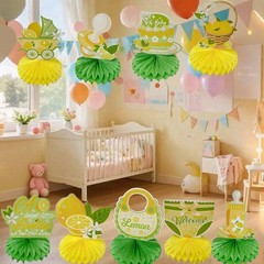 9 PCS Lemon Baby Shower Decorations Fruit Theme Centerpieces Table Sweet Sign