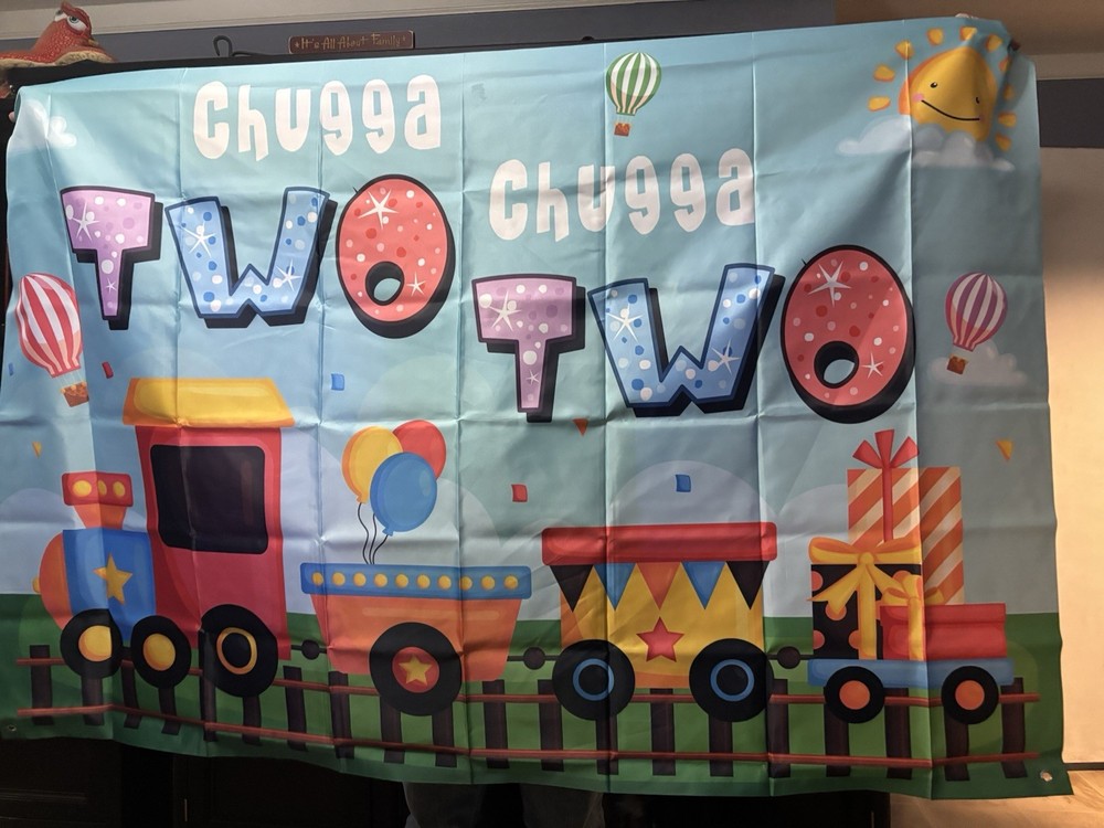 Train 2nd Birthday Backdrop «Chugga Chugga Two Two» Party Balloons 2 & Cars