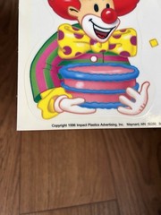 VTG Static Happy Birthday Clowns Balloons Presents 90s Window Cling Decorations
