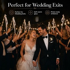 120 PCS Light Up Wands for Wedding, Warm White LED Wedding Send Off with Ribb…