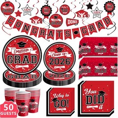 Complete 2026 Graduation Decor – 265 Disposable Pieces for Memorable Parties