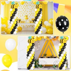 2 Sets Bee Birthday Party Balloon Column Stand Kit With 102 Bumble Bee Foil 5…