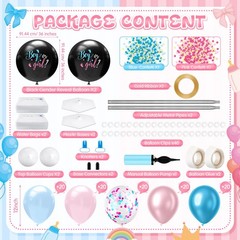 2 Sets Gender Reveal Balloon Column Stand Kit Jumbo Black Baby Boy or Girl Ba…