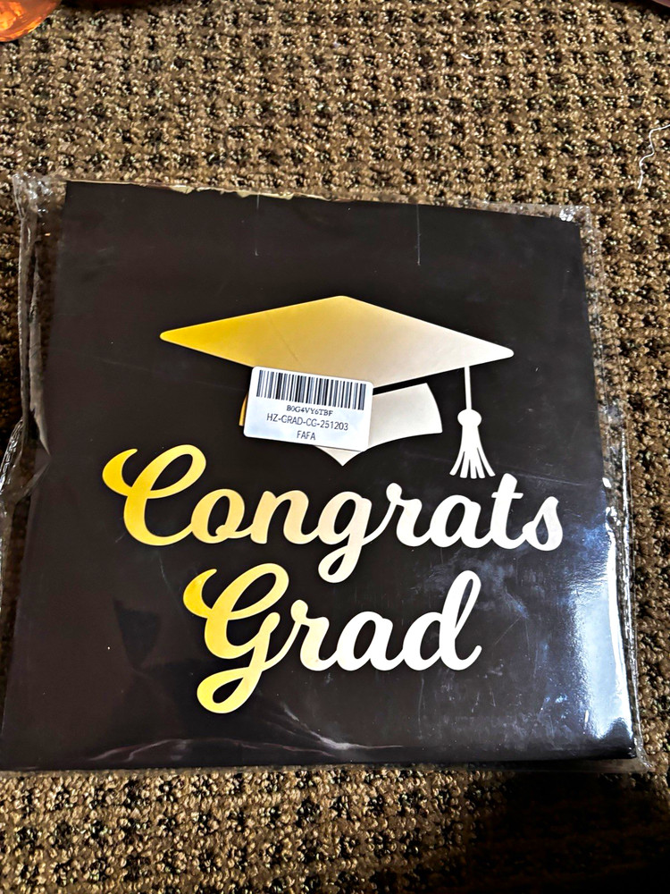 Congrats Grad Graduation Party Decor Set Mortarboard Card box Black/Gold