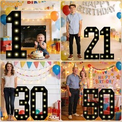 Marquee Numbers Black Party Decor | Large Lighted Number