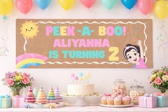 Ms Rachel custom party banner. Peak-a-boo Personalized 16×48