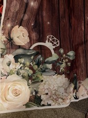 Engagemnt Decor Set Woodgrain Backdrop 3 Bottle Foil Balloons Naps& tble# frames
