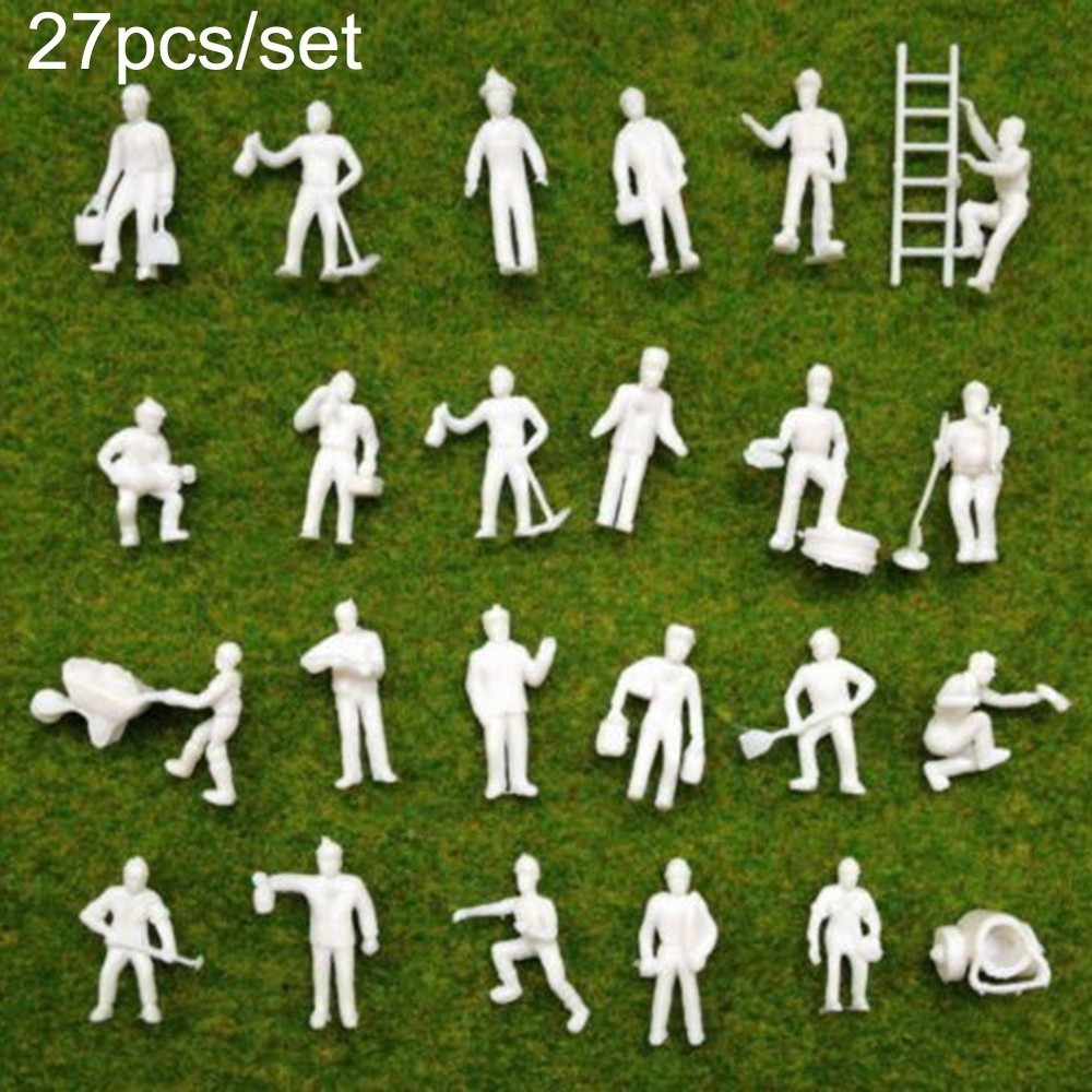 Vivid HO OO Gauge White Workmen Figures Set for Model Train Layout Pack of 27