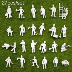 Vivid HO OO Gauge White Workmen Figures Set for Model Train Layout Pack of 27