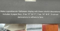 New In Box Halloween Party Hanging Paper Fan Set Orange & Black & White 6 Fans