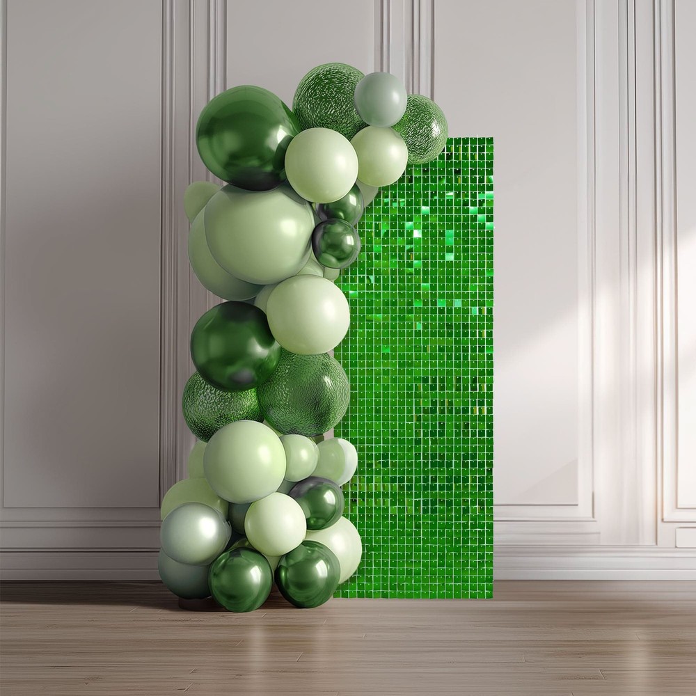12 Pcs Shimmer Wall Backdrop Panels Square Sequin Party Decoration Green 3×4 Ft