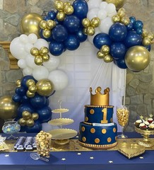 Navy Blue Metallic Gold White Balloons, 50 Pcs 12 Inches Navy Blue and Gold W…