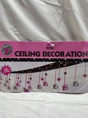 Ceiling Decoration Sweet 16 12 Feet Long