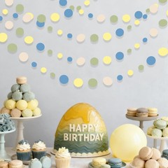 Sage Green Dusty Blue Yellow Beige Polka 52 feet,