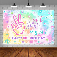 7X5Ft Out Single Digits Backdrop Happy 10Th Birthday Party Decorations Supplies