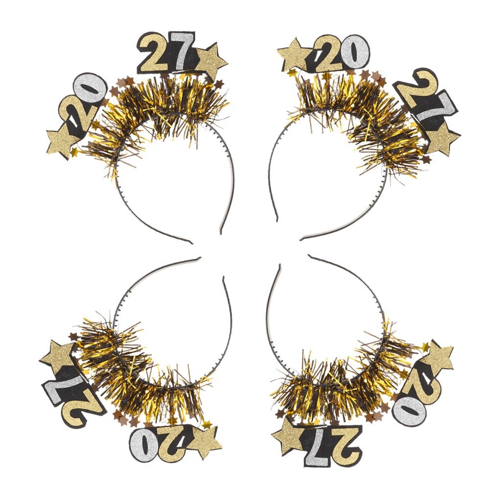 4Pcs Reusable 2027 New Year Headbands Party Tiara Headpieces with Star Design