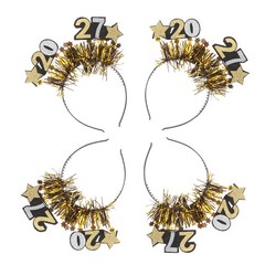 4Pcs Reusable 2027 New Year Headbands Party Tiara Headpieces with Star Design