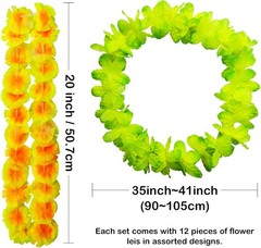 50 PCS Hawaiian Leis, Perfect Luau Party Supplies for Summer Beach Vacations, Es