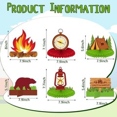 12 Pieces Camping Honeycomb Centerpieces Camping Decorations Party Supplies
